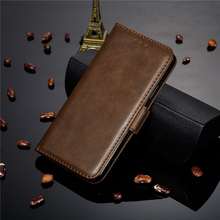 Flip Leather Cover Wallet Stand Phone Case for Samsung Galaxy M20 - Coffee-13