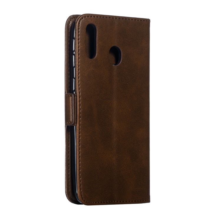 Flip Leather Cover Wallet Stand Phone Case for Samsung Galaxy M20 - Coffee-5