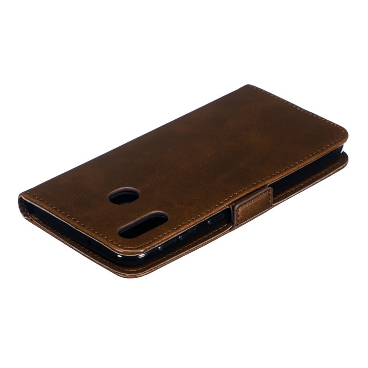 Flip Leather Cover Wallet Stand Phone Case for Samsung Galaxy M20 - Coffee-7