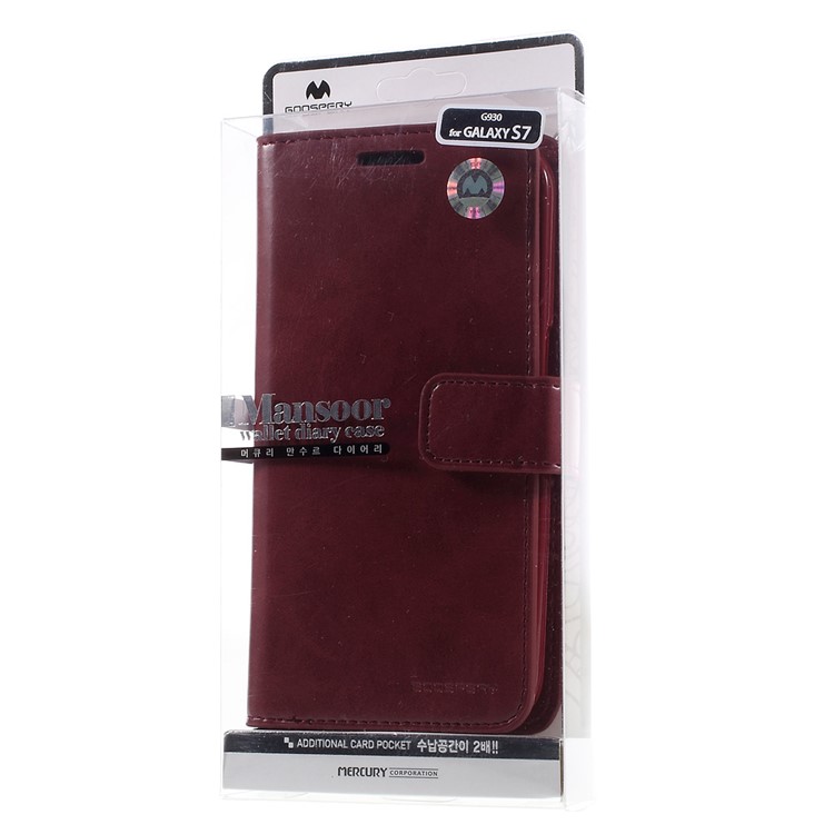 MERCURY GOOSPERY Wallet Diary Leather Case for Samsung Galaxy S7 G930 - Wine Red-13