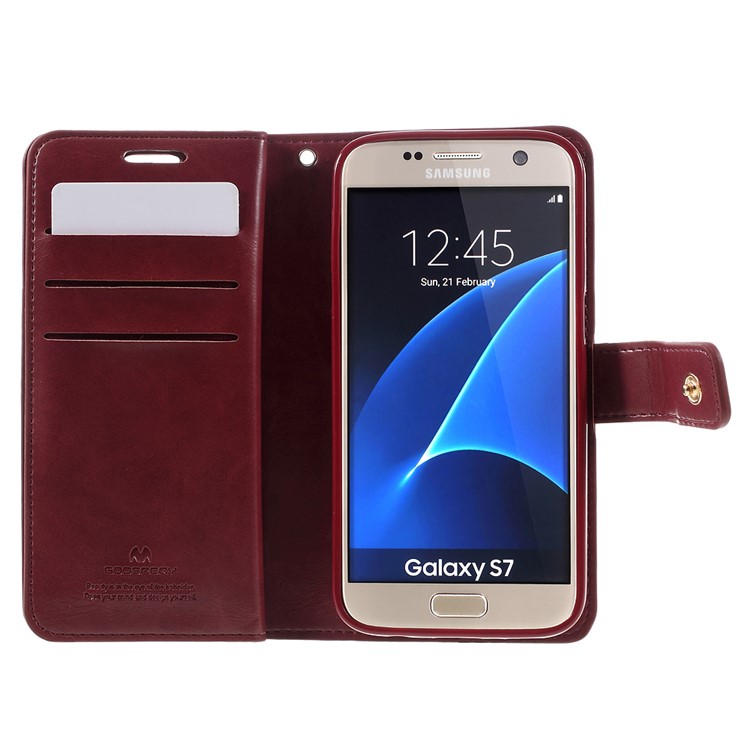 MERCURY GOOSPERY Wallet Diary Leather Case for Samsung Galaxy S7 G930 - Wine Red-7
