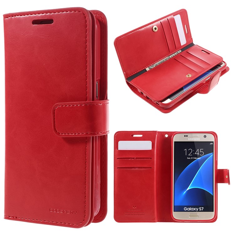 MERCURY GOOSPERY Mansoor Wallet Diary Cover for Samsung Galaxy S7 G930 - Red-1