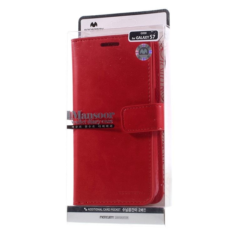 MERCURY GOOSPERY Mansoor Wallet Diary Cover for Samsung Galaxy S7 G930 - Red-13