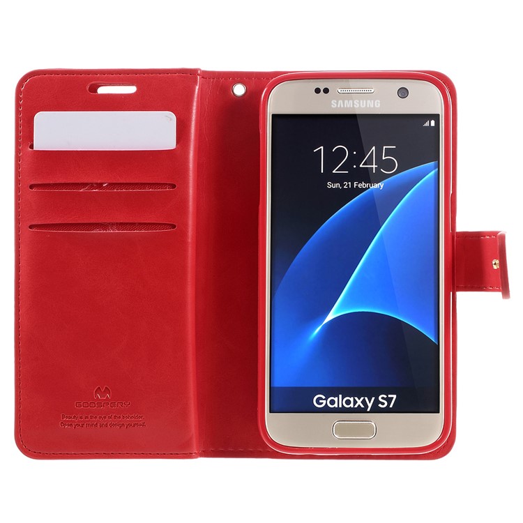 MERCURY GOOSPERY Mansoor Wallet Diary Cover for Samsung Galaxy S7 G930 - Red-7