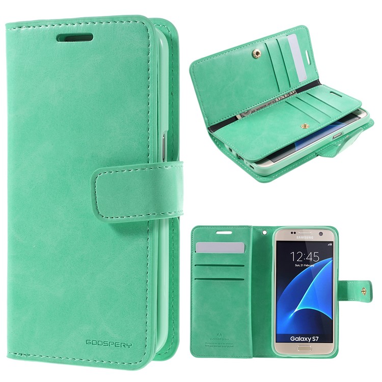 MERCURY GOOSPERY Wallet Leather Cover Case for Samsung Galaxy S7 G930 - Cyan-1