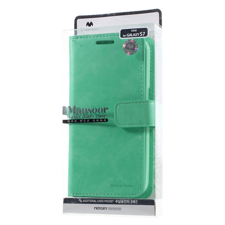 MERCURY GOOSPERY Wallet Leather Cover Case for Samsung Galaxy S7 G930 - Cyan-13