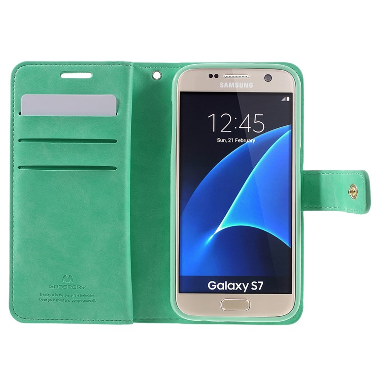 MERCURY GOOSPERY Wallet Leather Cover Case for Samsung Galaxy S7 G930 - Cyan-6