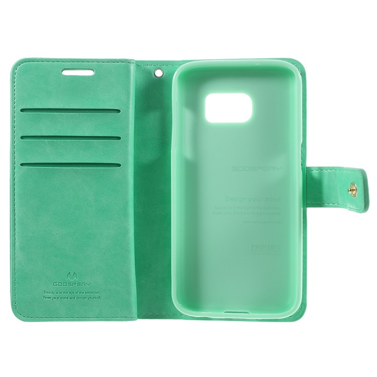 MERCURY GOOSPERY Wallet Leather Cover Case for Samsung Galaxy S7 G930 - Cyan-8