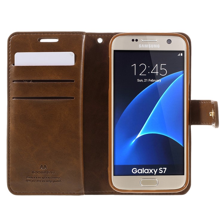 MERCURY GOOSPERY Leather Flip Wallet Case for Samsung Galaxy S7 G930 - Brown-6