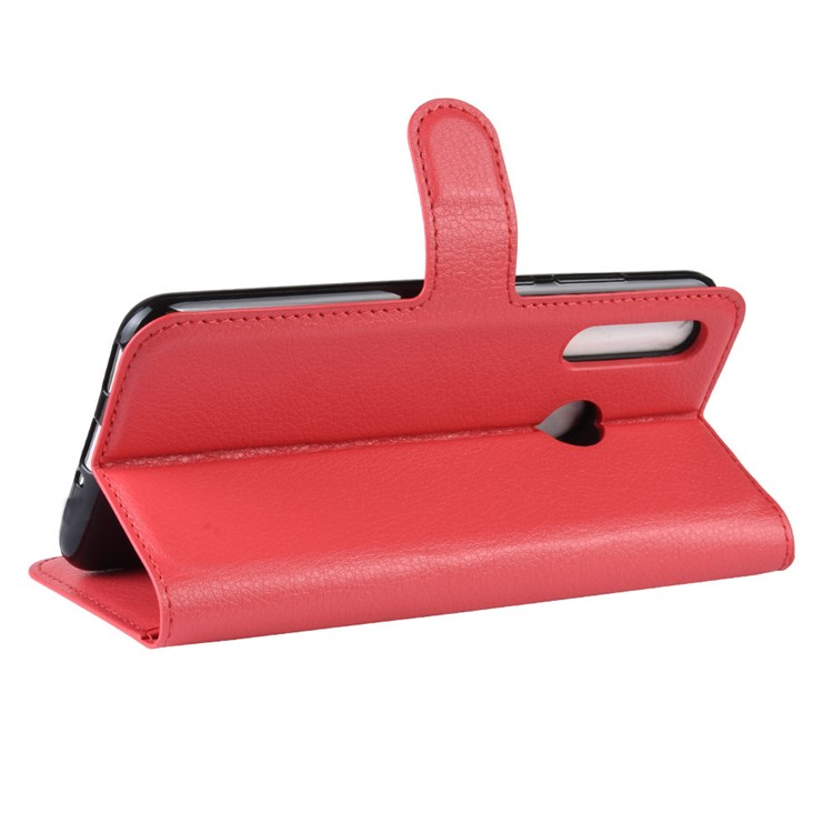 Litchi Skin Wallet Leather Stand Case for Samsung Galaxy A60 - Red-5
