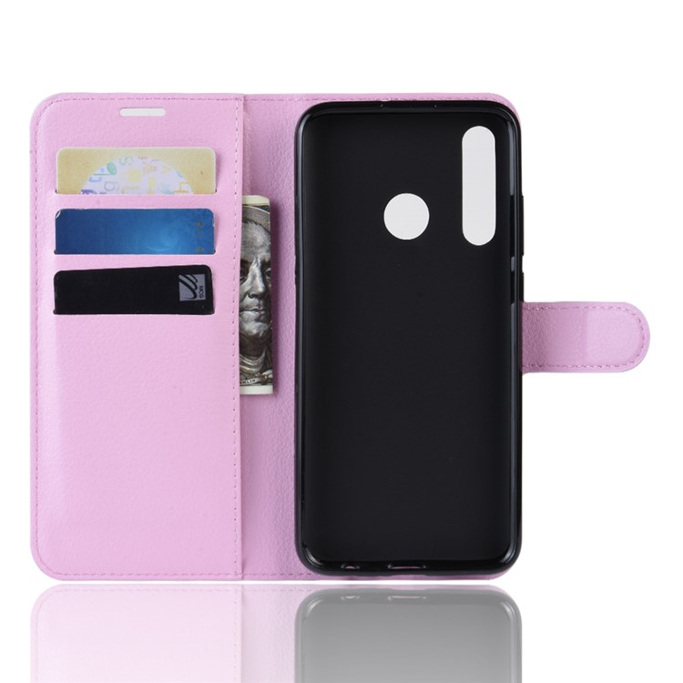 Litchi Skin Wallet Leather Stand Case for Samsung Galaxy A60 - Pink-3