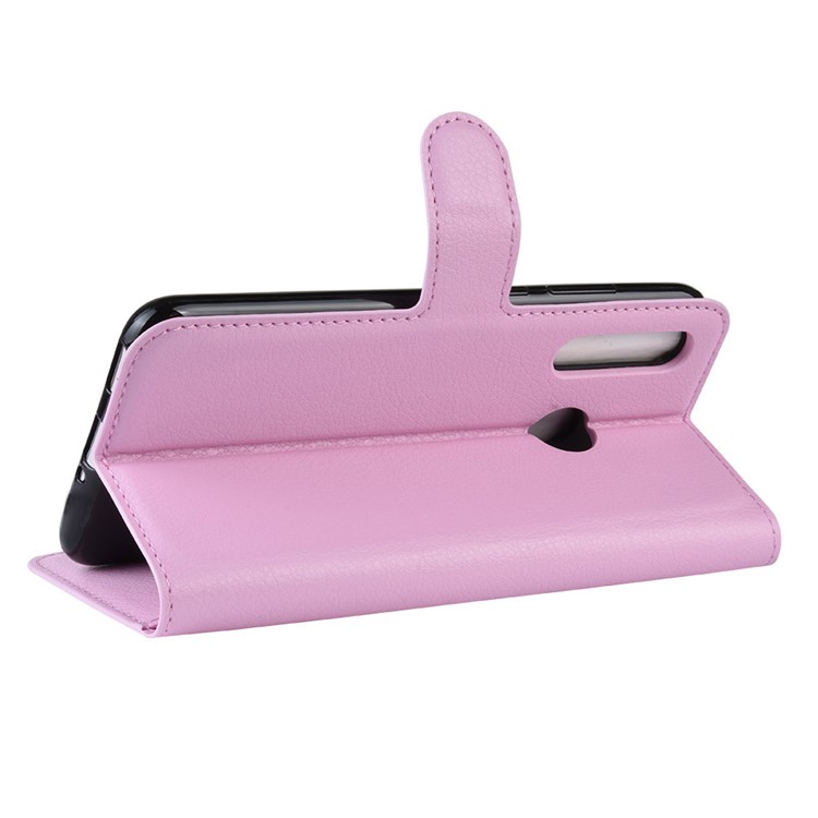 Litchi Skin Wallet Leather Stand Case for Samsung Galaxy A60 - Pink-5
