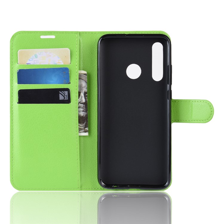 Litchi Skin Wallet Leather Stand Case for Samsung Galaxy A60 - Green-3
