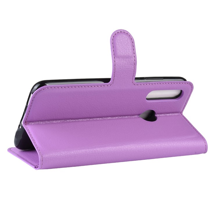 Litchi Skin Wallet Leather Stand Case for Samsung Galaxy A60 - Purple-5