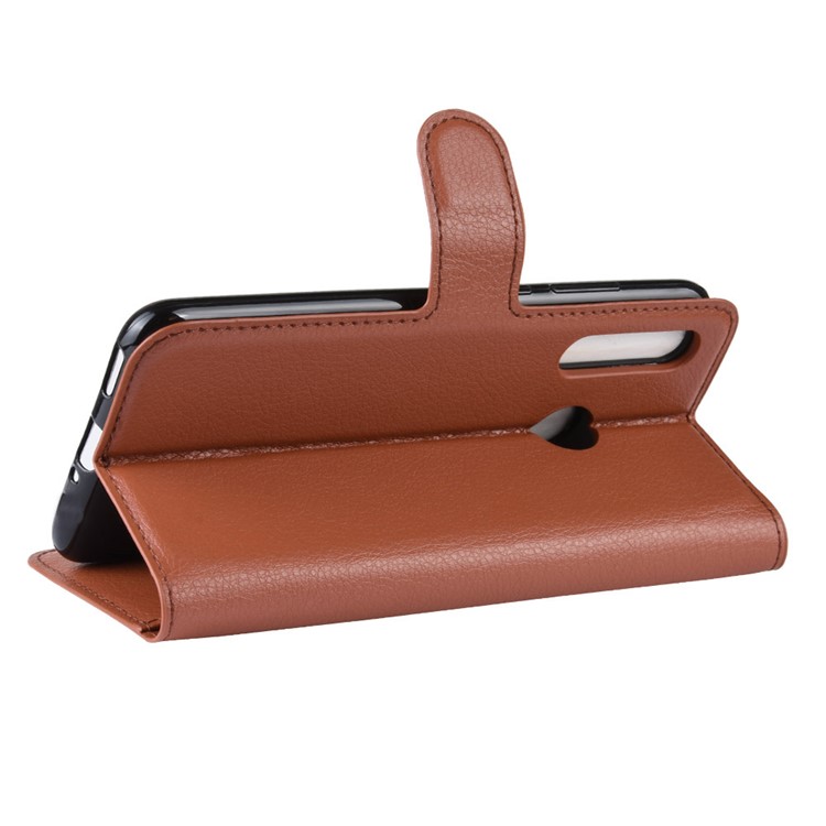 Litchi Skin Wallet Leather Stand Case for Samsung Galaxy A60 - Brown-5