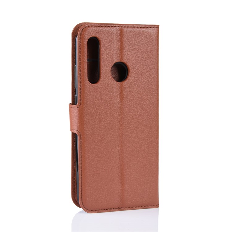 Litchi Skin Wallet Leather Stand Case for Samsung Galaxy A60 - Brown-6