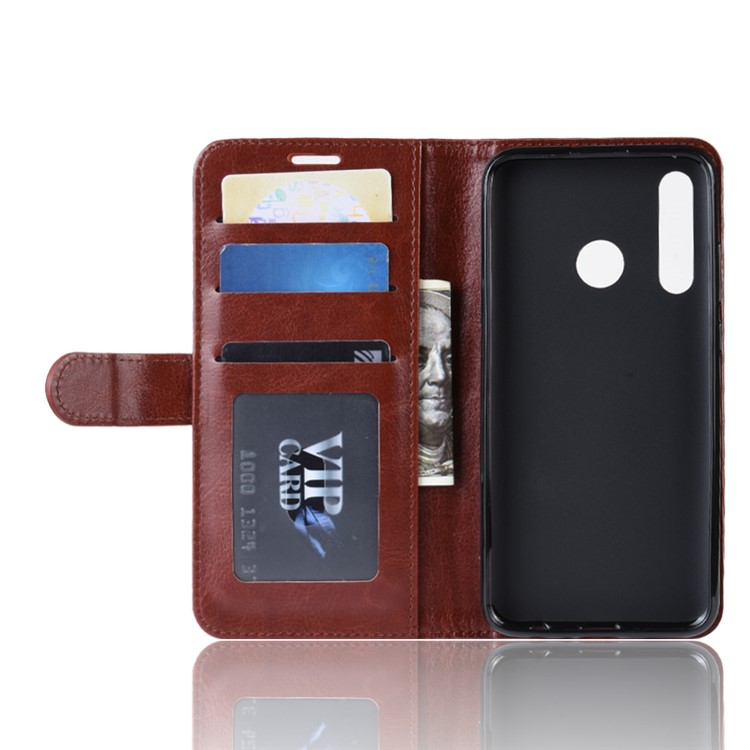 Crazy Horse Wallet Leather Stand Case for Samsung Galaxy A60 - Brown-5