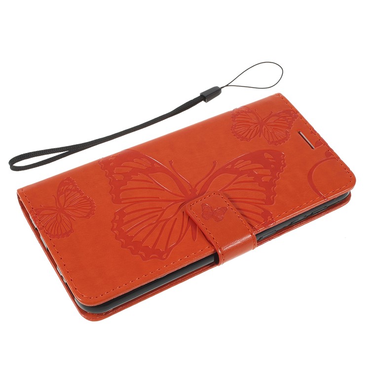 Imprint Butterfly Flowers Leather Stand Wallet Folio Case for Samsung Galaxy M30 / A40s - Orange-5