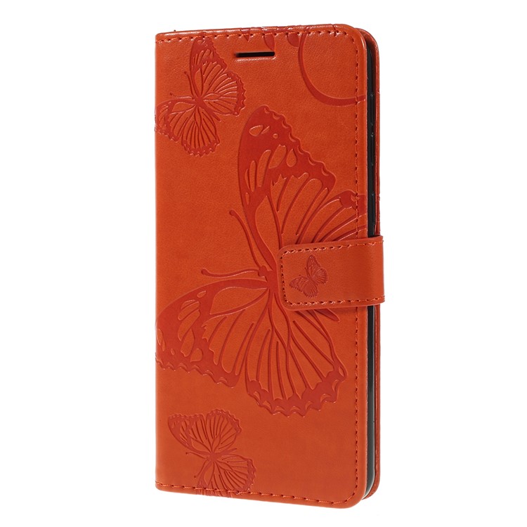 Imprint Butterfly Flowers Leather Stand Wallet Folio Case for Samsung Galaxy M30 / A40s - Orange-6