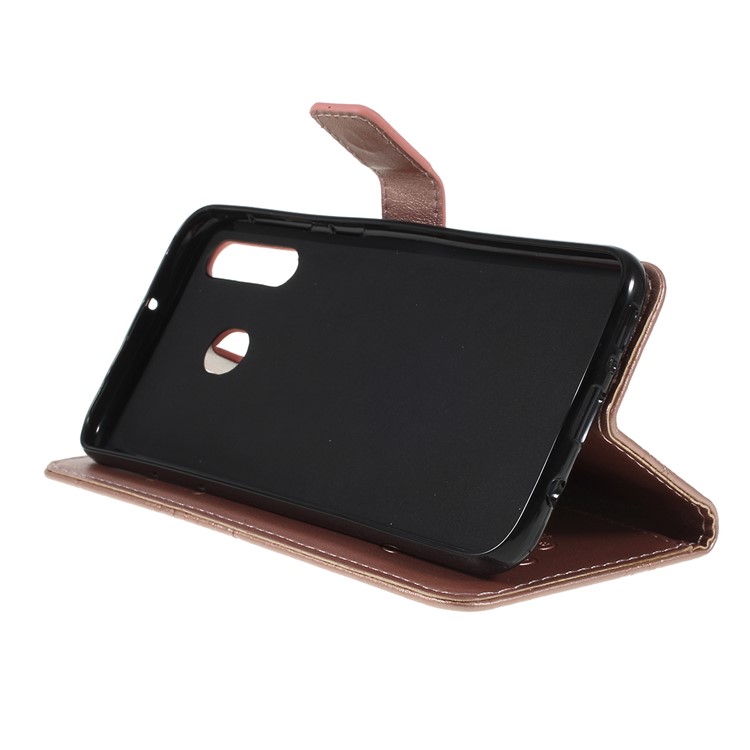 Imprint Butterfly Flowers Leather Stand Wallet Folio Case for Samsung Galaxy M30 / A40s - Rose Gold-2