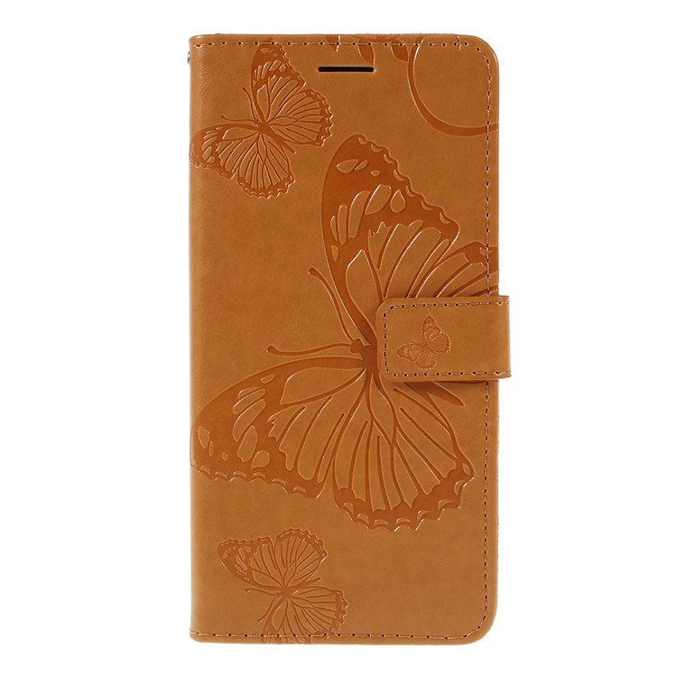 Imprint Butterfly Flowers Leather Stand Wallet Folio Case for Samsung Galaxy M30 / A40s - Brown-1