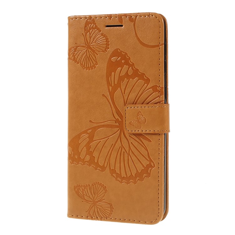 Imprint Butterfly Flowers Leather Stand Wallet Folio Case for Samsung Galaxy M30 / A40s - Brown-6