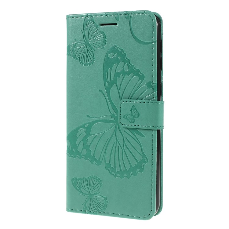 Imprint Butterfly Flowers Leather Stand Wallet Folio Case for Samsung Galaxy M30 / A40s - Cyan-6