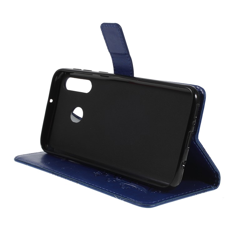 Imprint Butterfly Flowers Leather Stand Wallet Folio Case for Samsung Galaxy M30 / A40s - Blue-2
