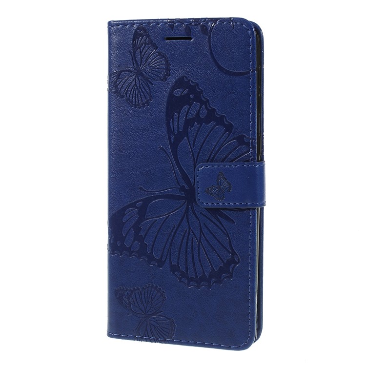 Imprint Butterfly Flowers Leather Stand Wallet Folio Case for Samsung Galaxy M30 / A40s - Blue-6