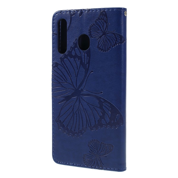 Imprint Butterfly Flowers Leather Stand Wallet Folio Case for Samsung Galaxy M30 / A40s - Blue-7