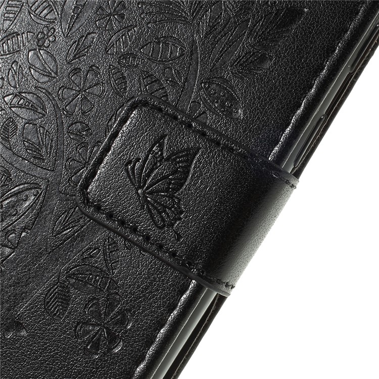 Imprint Cat and Tree Wallet Stand PU Leather Case for Samsung Galaxy M30 - Black-6