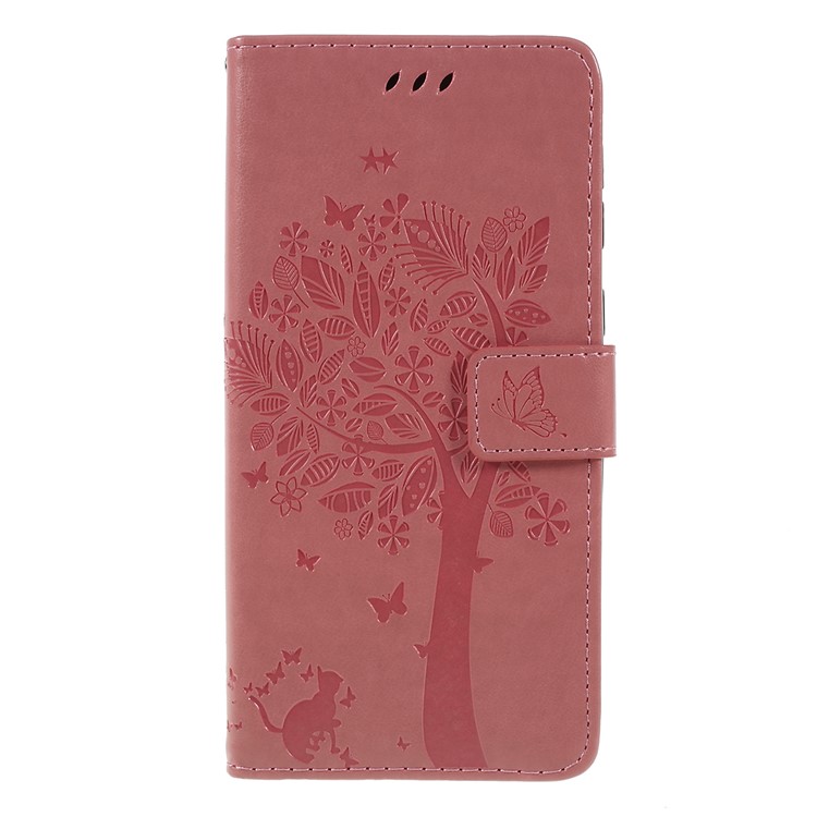 

Imprint Cat and Tree Wallet Stand PU Leather Case for Samsung Galaxy M30 / A40s - Pink, Galaxy M30