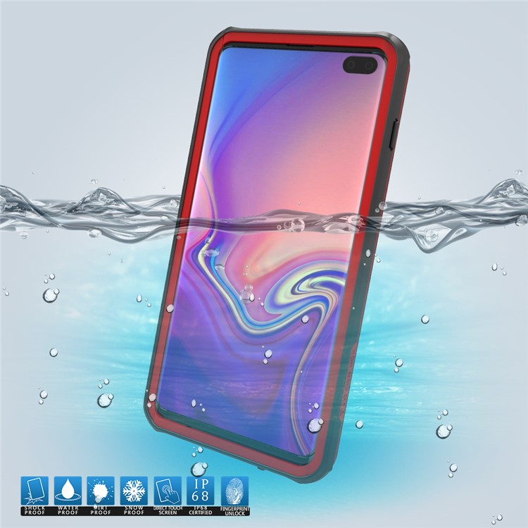 2m IP68 Waterproof Shock/Dirt/Snow Proof Phone Cover for Samsung Galaxy S10 - Red / Black-1