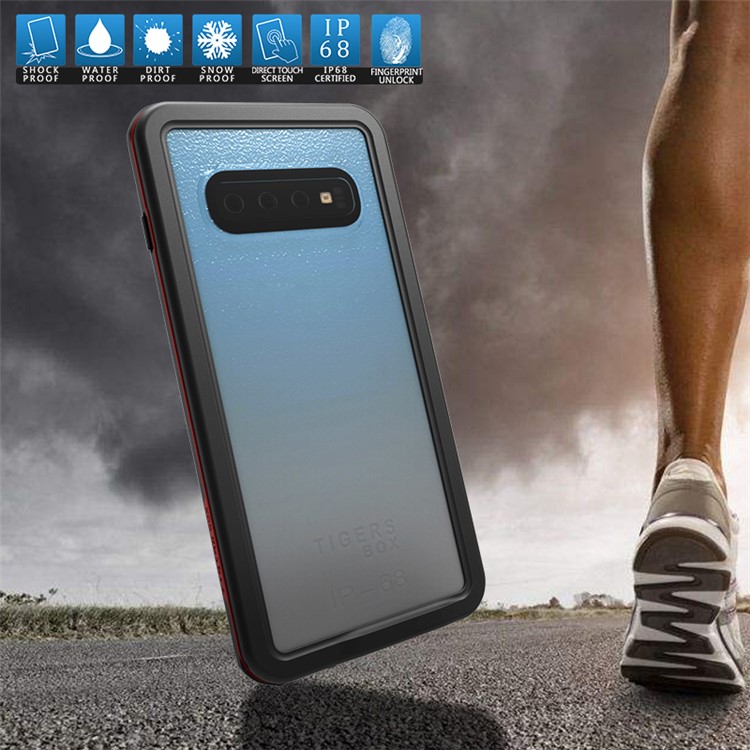 2m IP68 Waterproof Shock/Dirt/Snow Proof Phone Cover for Samsung Galaxy S10 - Red / Black-6