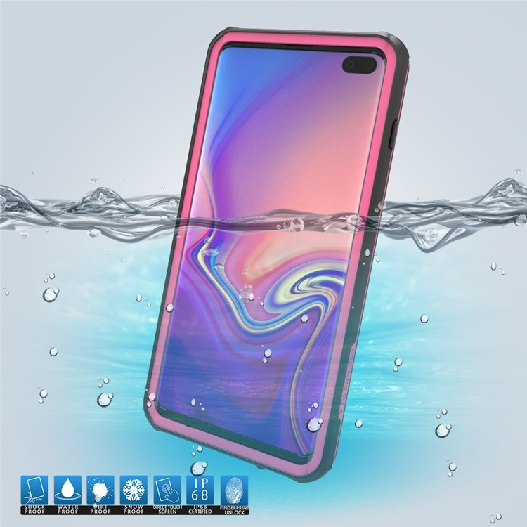 2m IP68 Waterproof Shock/Dirt/Snow Proof Phone Cover for Samsung Galaxy S10 - Rose / Black-1