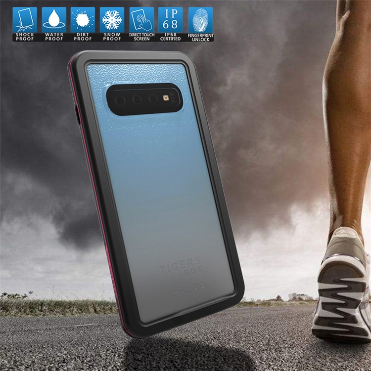 2m IP68 Waterproof Shock/Dirt/Snow Proof Phone Cover for Samsung Galaxy S10 - Rose / Black-5