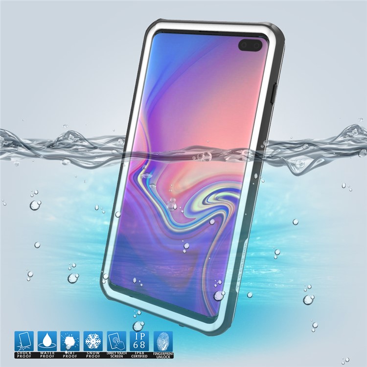 2m IP68 Waterproof Shock/Dirt/Snow Proof Phone Cover for Samsung Galaxy S10 - Silver / Black-1