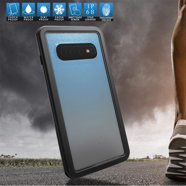 2m IP68 Waterproof Shock/Dirt/Snow Proof Phone Cover for Samsung Galaxy S10 - All Black-6