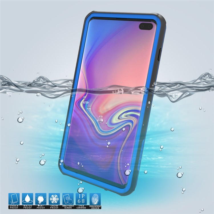 2m IP68 Waterproof Shock/Dirt/Snow Proof Phone Cover for Samsung Galaxy S10 Plus - Blue / Black-1