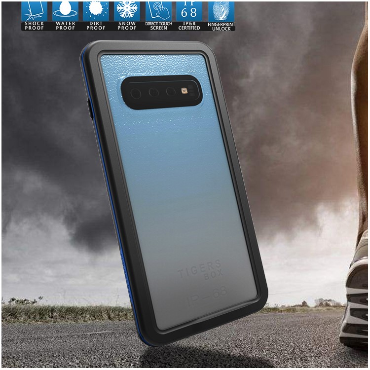 2m IP68 Waterproof Shock/Dirt/Snow Proof Phone Cover for Samsung Galaxy S10 Plus - Blue / Black-5