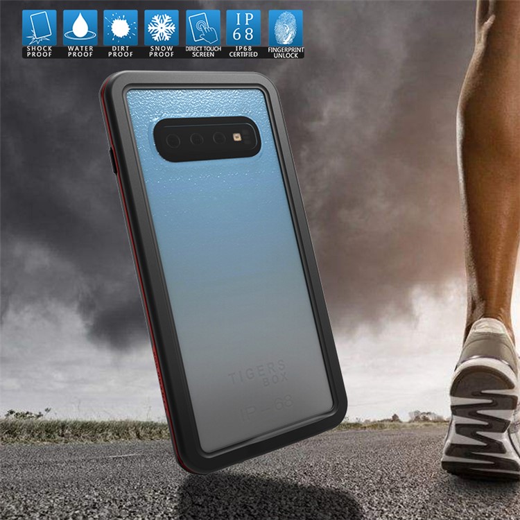2m IP68 Waterproof Shock/Dirt/Snow Proof Phone Cover for Samsung Galaxy S10 Plus - Red / Black-5