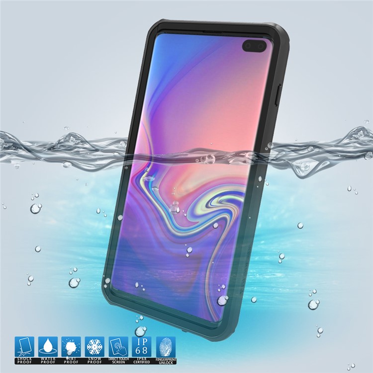 2m IP68 Waterproof Shock/Dirt/Snow Proof Phone Cover for Samsung Galaxy S10 Plus - Silver / Black-4