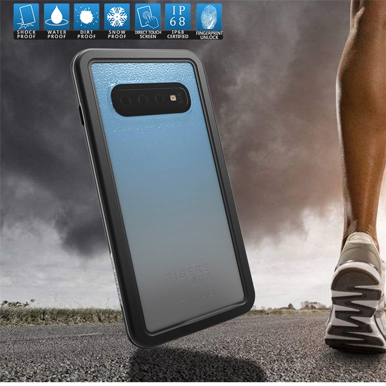 2m IP68 Waterproof Shock/Dirt/Snow Proof Phone Cover for Samsung Galaxy S10 Plus - All Black-1