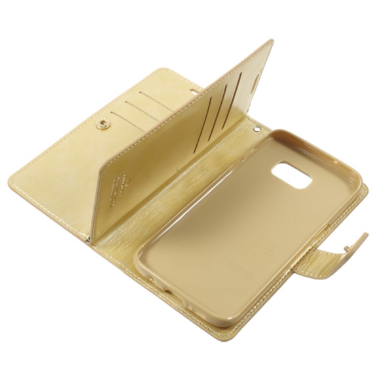 MERCURY GOOSPERY Leather Wallet Cover for Samsung Galaxy S7 Edge G935 - Gold-10