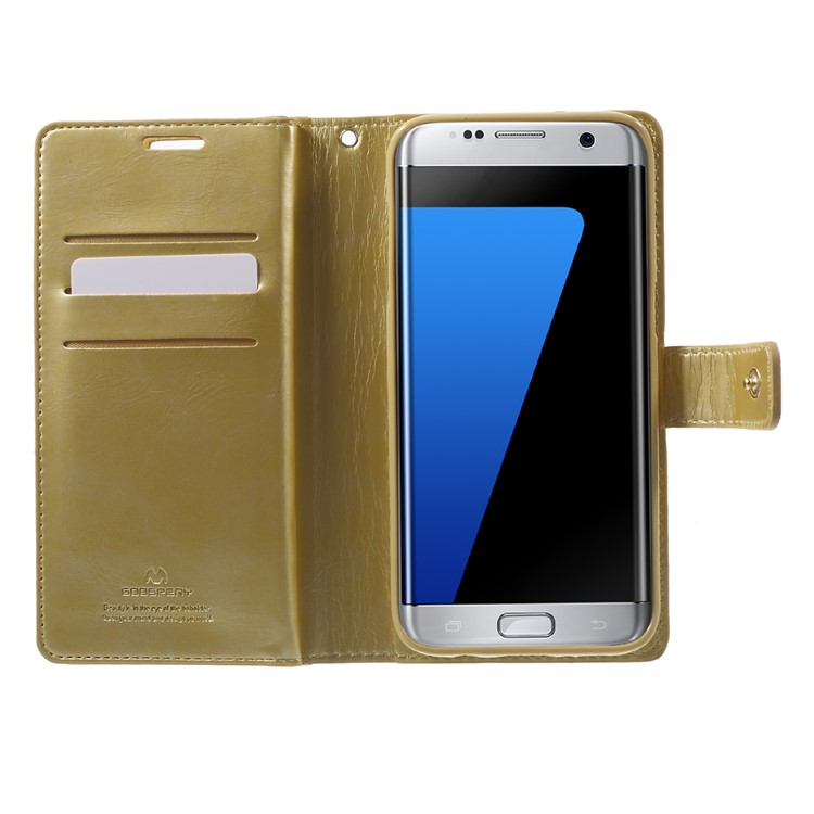 MERCURY GOOSPERY Leather Wallet Cover for Samsung Galaxy S7 Edge G935 - Gold-4