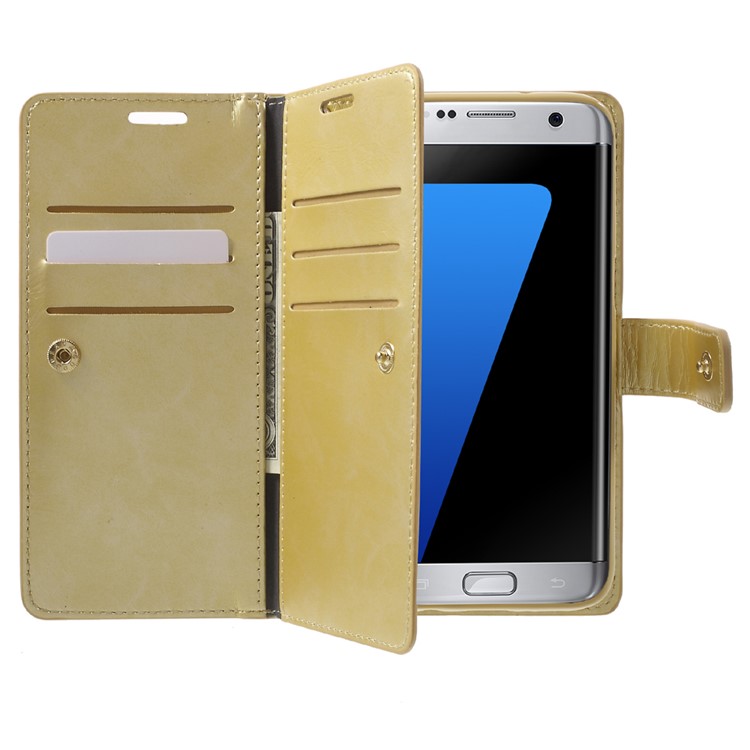 MERCURY GOOSPERY Leather Wallet Cover for Samsung Galaxy S7 Edge G935 - Gold-5