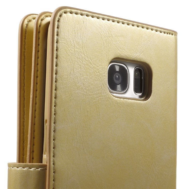 MERCURY GOOSPERY Leather Wallet Cover for Samsung Galaxy S7 Edge G935 - Gold-9