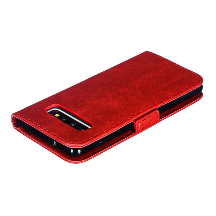 Leather Wallet Stand Flip Phone Case Cover for Samsung Galaxy S10 - Red-11