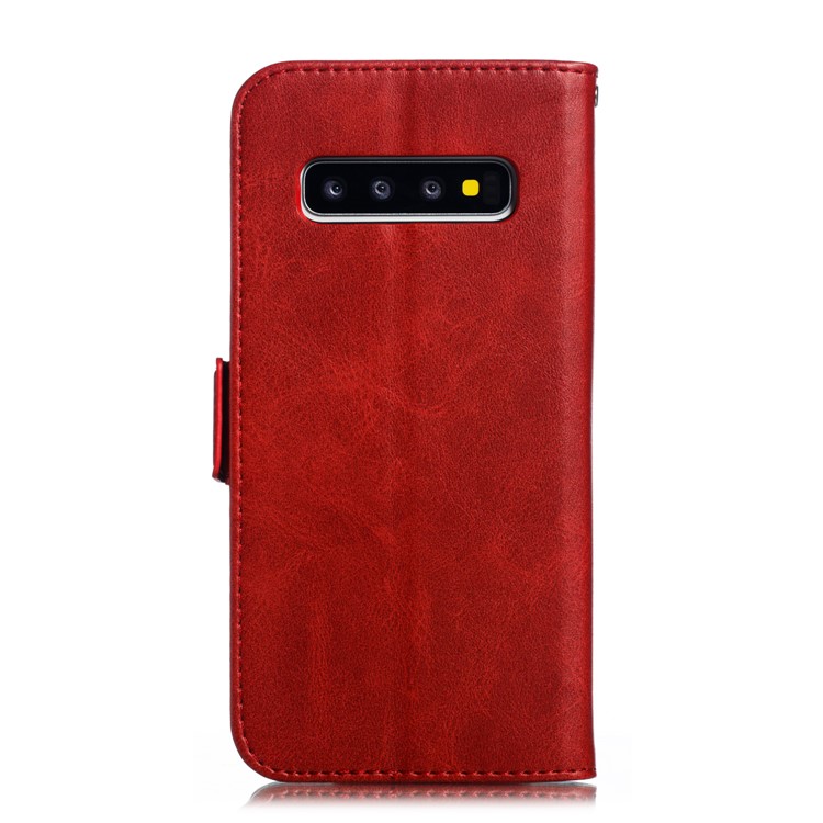 Leather Wallet Stand Flip Phone Case Cover for Samsung Galaxy S10 - Red-3