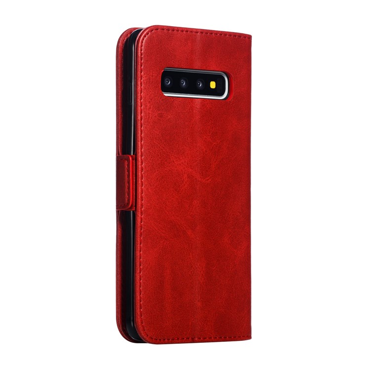 Leather Wallet Stand Flip Phone Case Cover for Samsung Galaxy S10 - Red-5